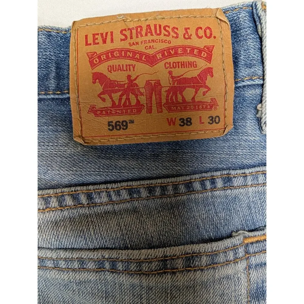 Levi's 569 Loose Straight Jeans Men's 38x30 Light Wash Denim Casual